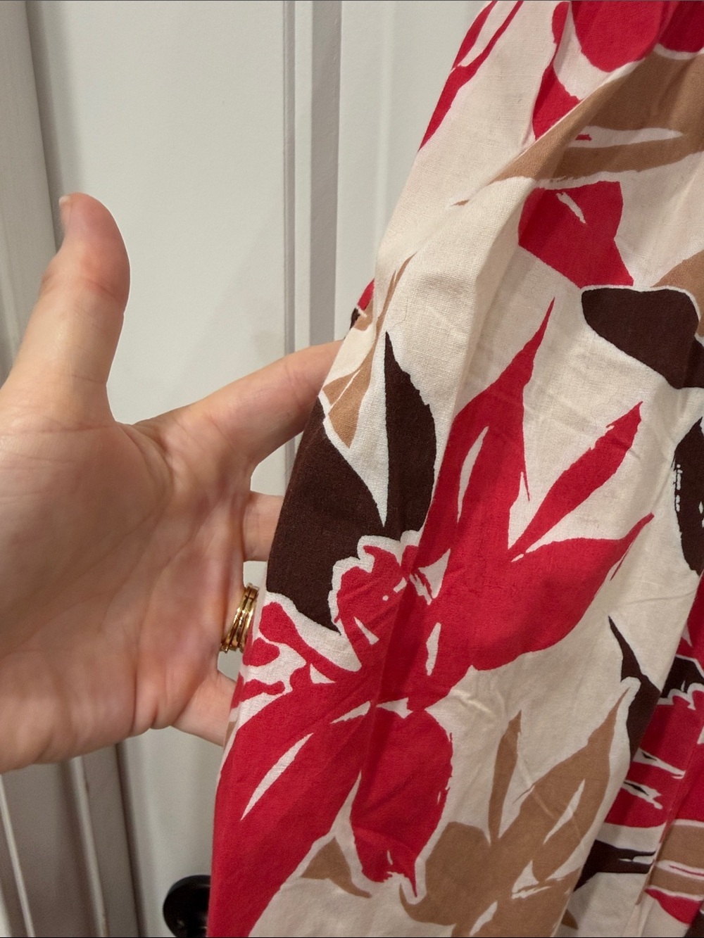 EUC Abercrombie & Fitch Coral, Beige & Brown Floral Midi Dress - Picture 4 of 5